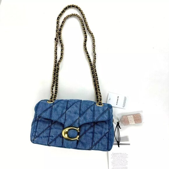 Blue Quilted Chain Shoulder Bag - Picture 5 of 14